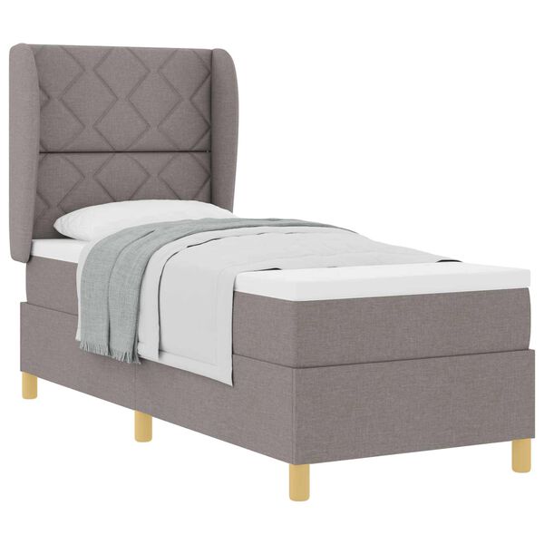 vidaXL Lit &agrave; ressorts avec matelas gris fonc&eacute; 90x190 cm Taupe tissu