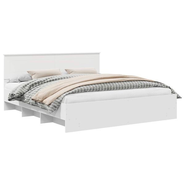 vidaXL Cadre de lit Blanc 200 x 200 cm Bois d'ing&eacute;nierie