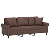 vidaXL Canap&eacute; 3 places oreillers et coussins Marron 180 cm Similicuir