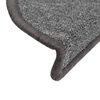 vidaXL Tapis d'escalier 15 pi&egrave;ces 56 x 17 x 3 cm Gris fonc&eacute; Demi-rond
