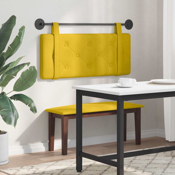 vidaXL T&ecirc;te de lit suspendue Jaune 110 x 55 x 5 cm Velours