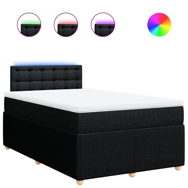 vidaXL Sommier &agrave; lattes de lit avec matelas Noir 120x200 cm Tissu