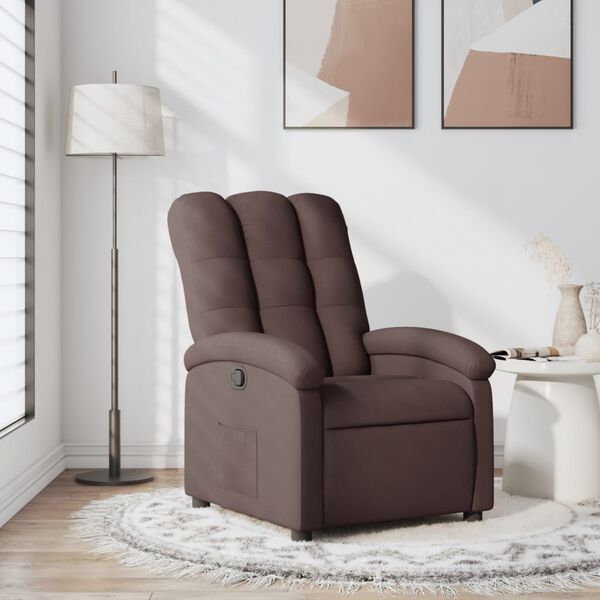 vidaXL Fauteuil inclinable Marron fonc&eacute; Tissu