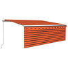 vidaXL Auvent manuel r&eacute;tractable et store et LED 4,5x3 m Orange/marron