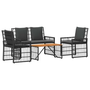 vidaXL Ensemble de meubles d'ext&eacute;rieur 4 pc Noir et Gris fonc&eacute;