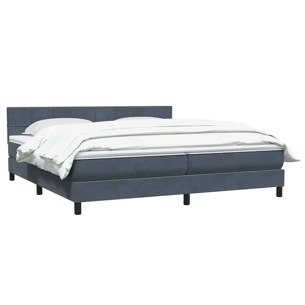 vidaXL Sommier &agrave; lattes de lit et matelas gris fonc&eacute; 180x210cm velours