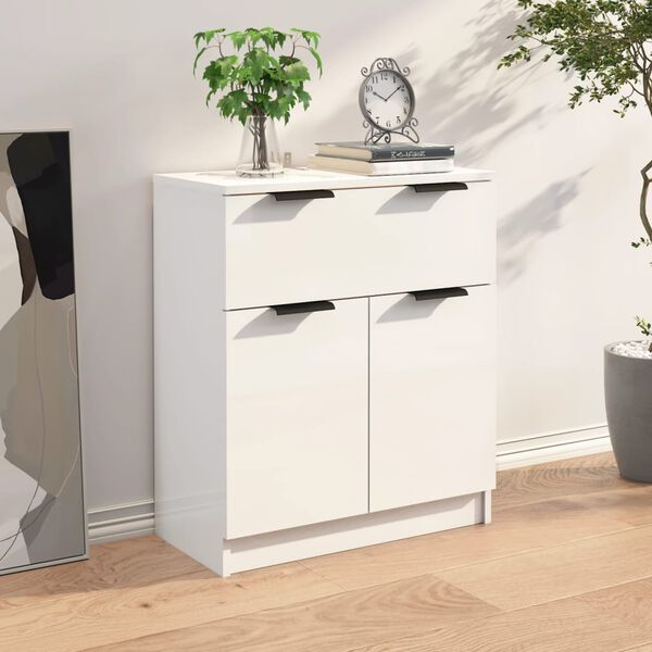 vidaXL Buffet Blanc brillant 60x30x70 cm Bois d'ing&eacute;nierie