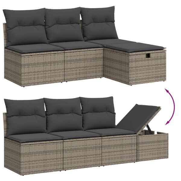 vidaXL Salon de jardin 8 pcs avec coussins gris r&eacute;sine tress&eacute;e