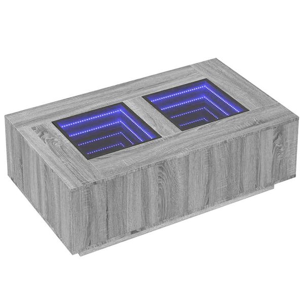 vidaXL Table basse avec LED infini sonoma gris 116x69x40 cm