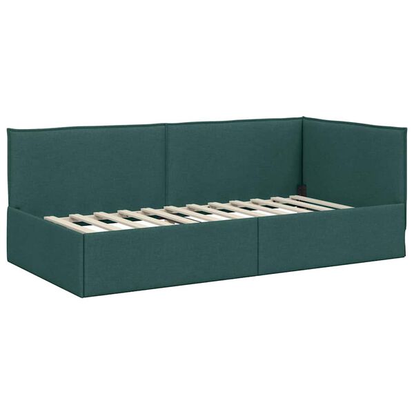 vidaXL Cadre de lit d'angle Vert fonc&eacute; 90 x 200 cm Velours