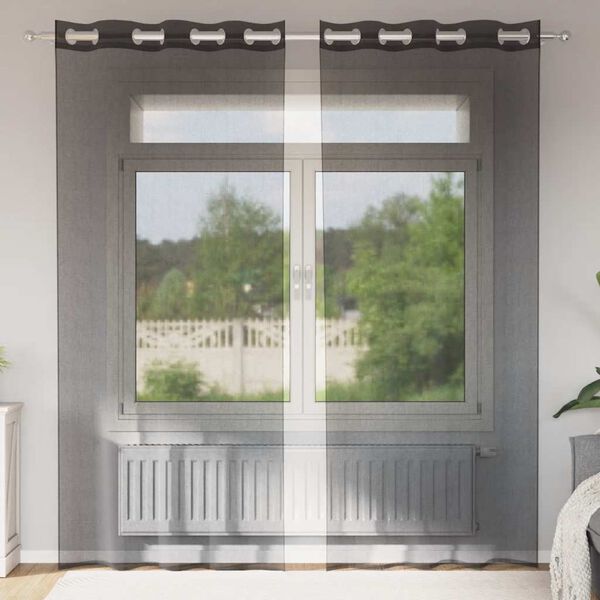 vidaXL Rideaux en voile avec œillets 2 pcs noir 140x245 cm