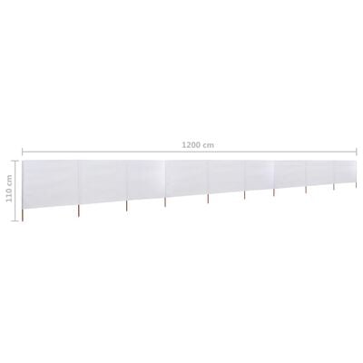 vidaXL Paravent 9 panneaux Tissu 1200 x 80 cm Blanc sable