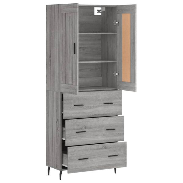 vidaXL Buffet haut Sonoma gris 69,5x34x180 cm Bois d'ingénierie