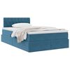 vidaXL Lit de Rangement avec matelas Bleu fonc&eacute; 120 x 200 cm Velours