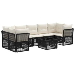 vidaXL Ensemble de canap&eacute; de jardin 8 pc Noir polyrotin