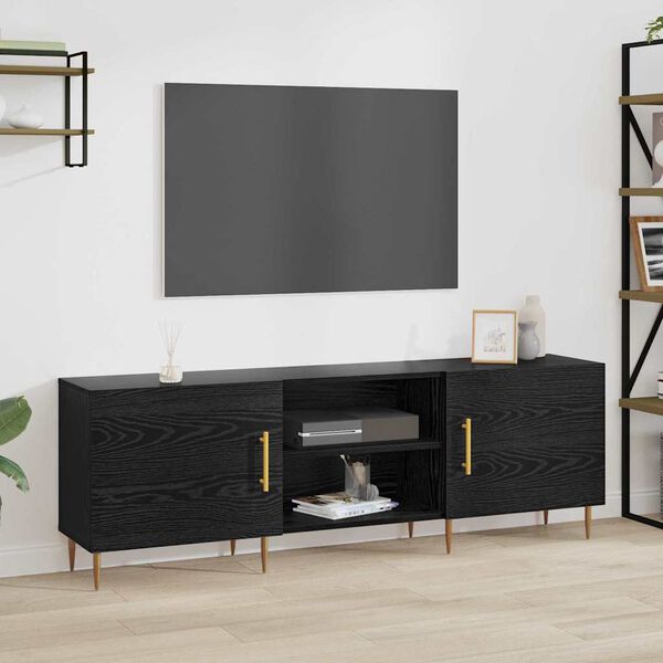 vidaXL Meuble TV Ch&ecirc;ne noir 150 x 30 x 50 cm Bois d'ing&eacute;nierie