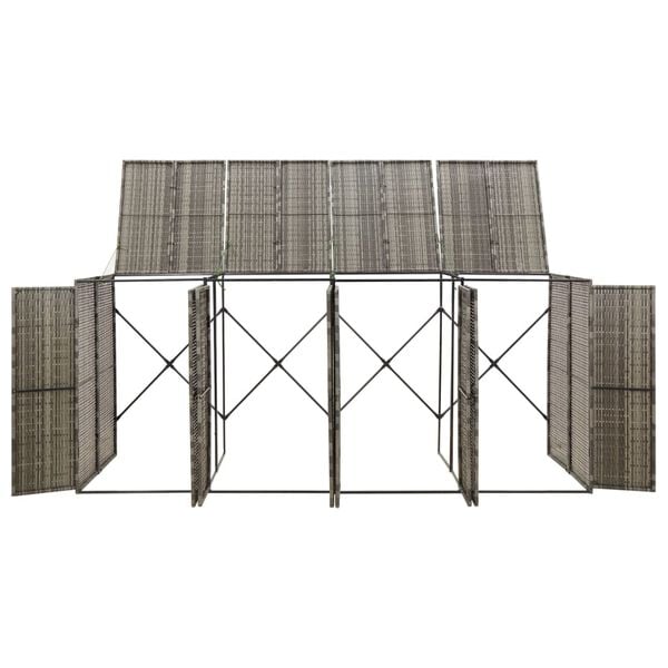 vidaXL Abri pour poubelle quadruple Gris 274x80x117 cm Résine tressée