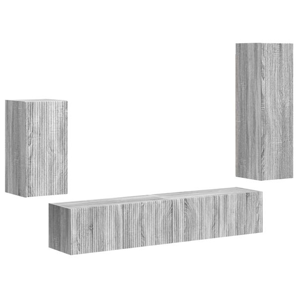 vidaXL Ensemble meuble TV 4 pcs Gris Sonoma Bois d'ing&eacute;nierie