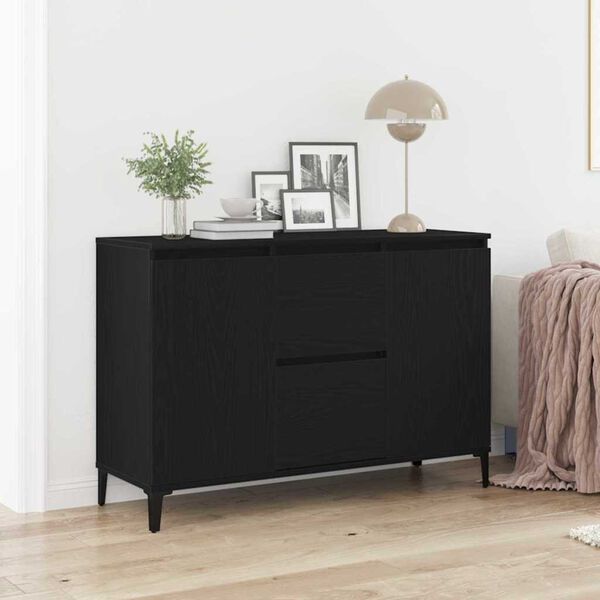 vidaXL Buffet Ch&ecirc;ne noir 104 x 35 x 70 cm Bois d'ing&eacute;nierie