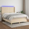 vidaXL Sommier &agrave; lattes de lit matelas et LED Cr&egrave;me 140x200 cm Tissu