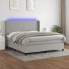 vidaXL Sommier &agrave; lattes de lit matelas LED Gris clair 160x200 cm Tissu