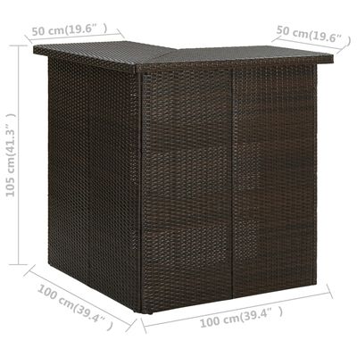 vidaXL Table d'angle de bar Marron 100x50x105 cm Résine tressée