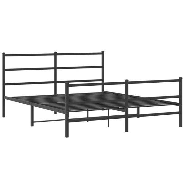 vidaXL Cadre de lit métal sans matelas avec pied de lit noir 150x200cm