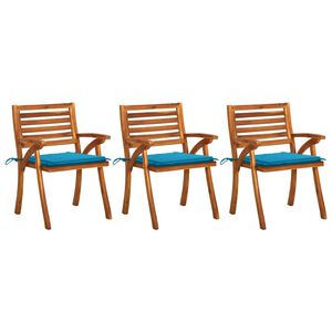 vidaXL Chaises &agrave; manger de jardin avec coussins lot de 3 Acacia massif