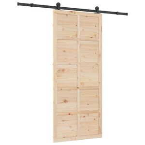 vidaXL Porte coulissante Marron 80 x 208 cm Bois de pin massif
