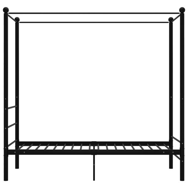 vidaXL Cadre de lit à baldaquin sans matelas noir métal 100x200 cm