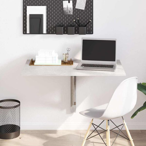 vidaXL Table murale pliable Gris b&eacute;ton 100x60x56 cm Bois d'ing&eacute;nierie