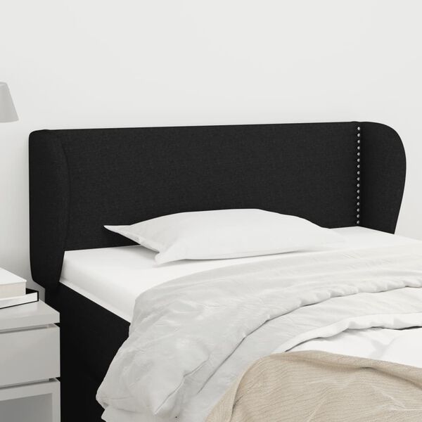 vidaXL T&ecirc;te de lit avec oreilles Noir 83x23x78/88 cm Tissu
