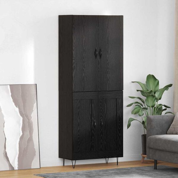 vidaXL Haut Armoire 2 pcs Ch&ecirc;ne noir Bois d'ing&eacute;nierie et verre