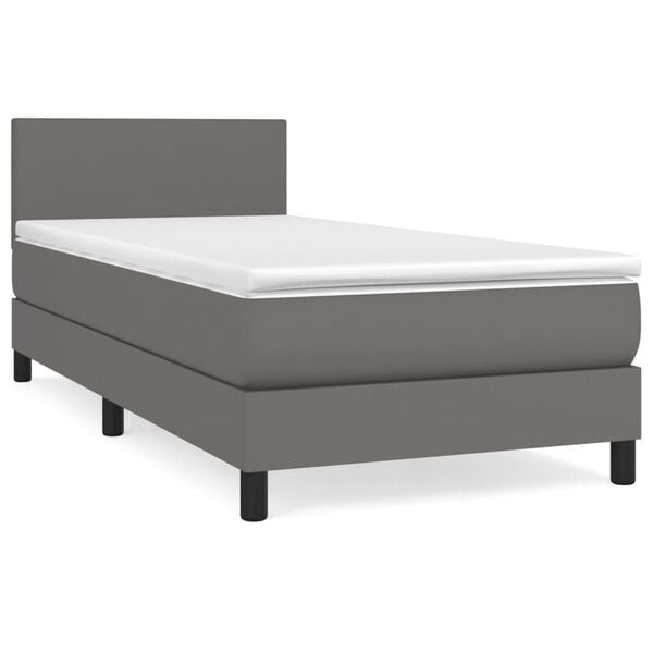 vidaXL Sommier à lattes de lit avec matelas Gris 80x200 cm Similicuir