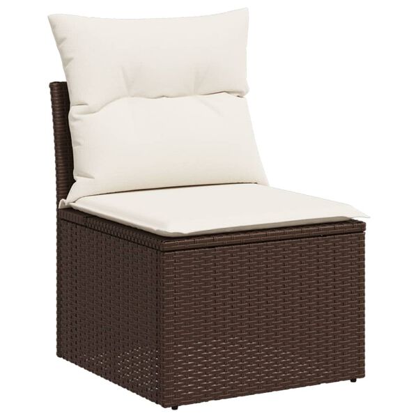 vidaXL Salon de jardin 8 pcs avec coussins marron r&eacute;sine tress&eacute;e