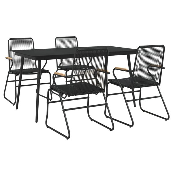 vidaXL Ensemble à manger de jardin 5 pcs Noir Rotin PVC