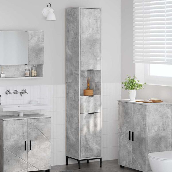 vidaXL Cabinet de salle de bain Gris b&eacute;ton 31,5 x 33 x 190 cm