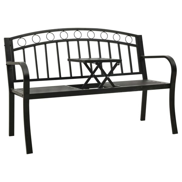 vidaXL Banc de jardin avec une table 125 cm acier noir