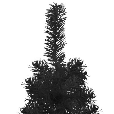 vidaXL Demi sapin de Noël artificiel mince avec support Noir 150 cm