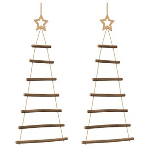 vidaXL Sapins de No&euml;l suspendus avec &eacute;toiles sup&eacute;rieures 2 pi&egrave;ces 42x90 cm Branche naturelle