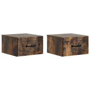 vidaXL Cabinet de chevet mural 2 pcs Ch&ecirc;ne fum&eacute; 34,5 x 33 x 20 cm