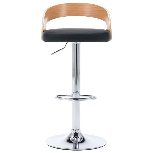 vidaXL Tabourets de bar lot de 2 noir similicuir et bois courbé