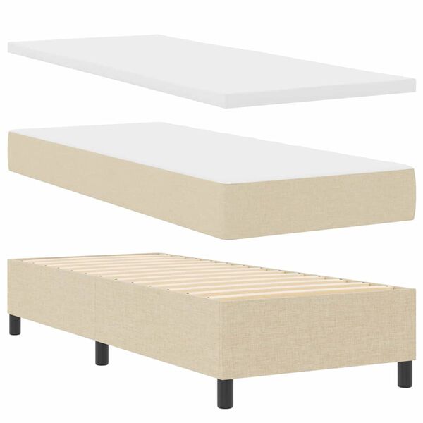 vidaXL Lit &agrave; ressorts avec matelas Cr&egrave;me 80 x 200 cm tissu