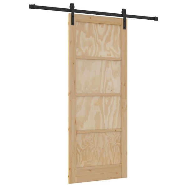 vidaXL Porte coulissante Naturel et Noir 83 x 202 cm Pin massif