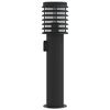 vidaXL Lampadaires d'ext&eacute;rieur avec sortie 3 pcs noir acier inoxydable