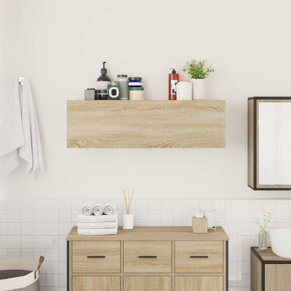 vidaXL Armoire murale de bain ch&ecirc;ne sonoma 100x25x30cm bois ing&eacute;nierie