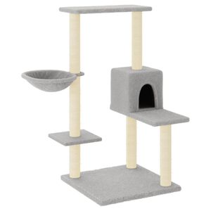 vidaXL Arbre &agrave; chat avec griffoirs en sisal Gris clair 95 cm