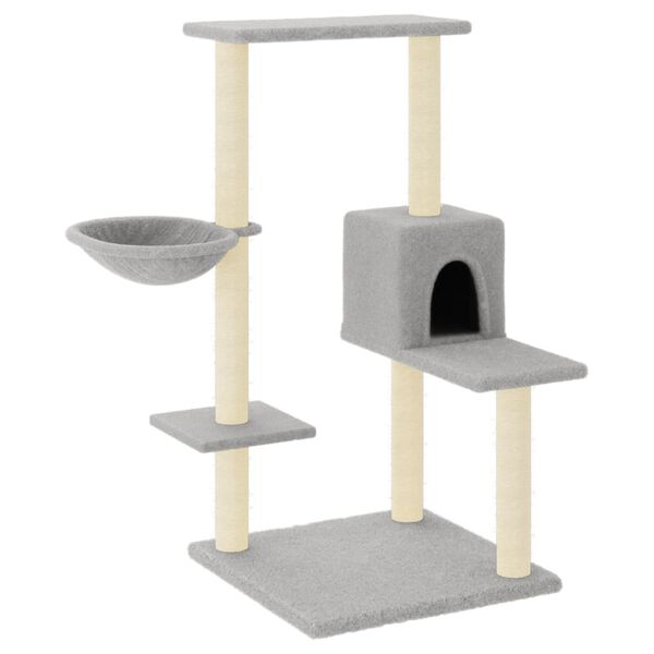vidaXL Arbre à chat avec griffoirs en sisal Gris clair 95 cm