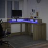 vidaXL Bureau avec lumières LED chêne sonoma bois d'ingénierie