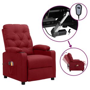 vidaXL Fauteuil &eacute;lectrique de massage Bordeaux Tissu